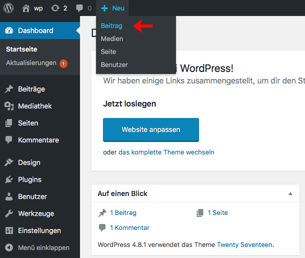 WordPress Beitrag hinzufügen