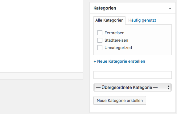 Kategorien hinzufügen mit WordPress