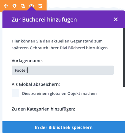 Layout in der divi Bibliothek speichern