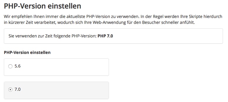 Enable PHP 7 for better performance