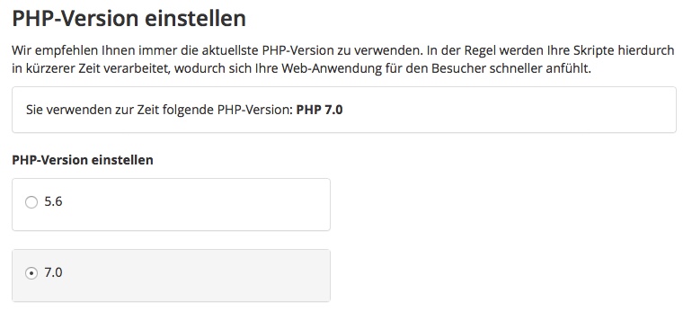 PHP 7 aktivieren für bessere Performance