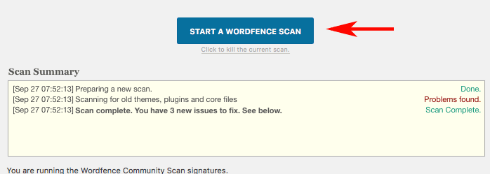 Wordfence Security Scan