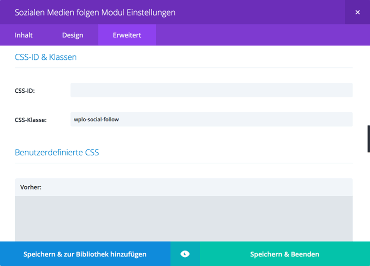 Folgen Modul Hover Effekt mit Divi