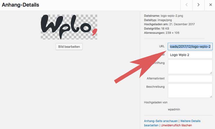 WordPress Bild URL