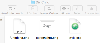 Divi Child Theme create folder