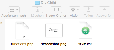 Divi Child Theme anlegen Ordner