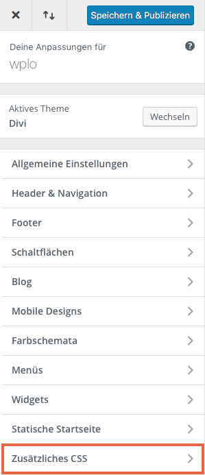 Zusätzliches CSS einbinden mit Divi