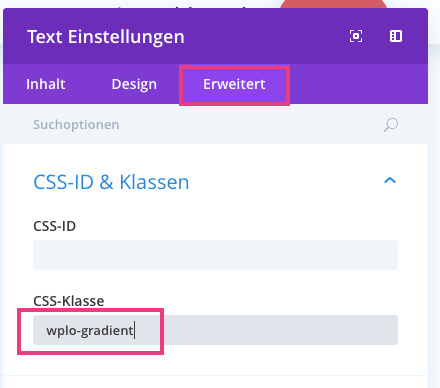 Divi CSS Klasse definieren