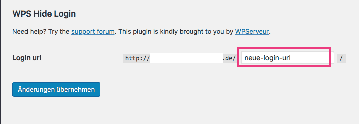 Die WordPress wp-admin ändern im Pfad